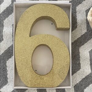 Gold Glitter Number 6 Decor